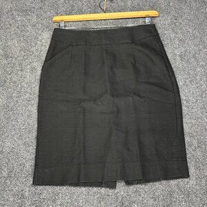 J Crew Skirt Womens 4 The Pencil Skirt Black Cotton Back Zip Back Vent Pockets